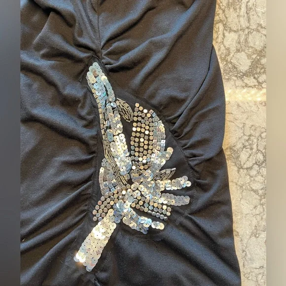 Mandee Black with Silver Side Sequins Top - Size Medium - Picture 3 of 9